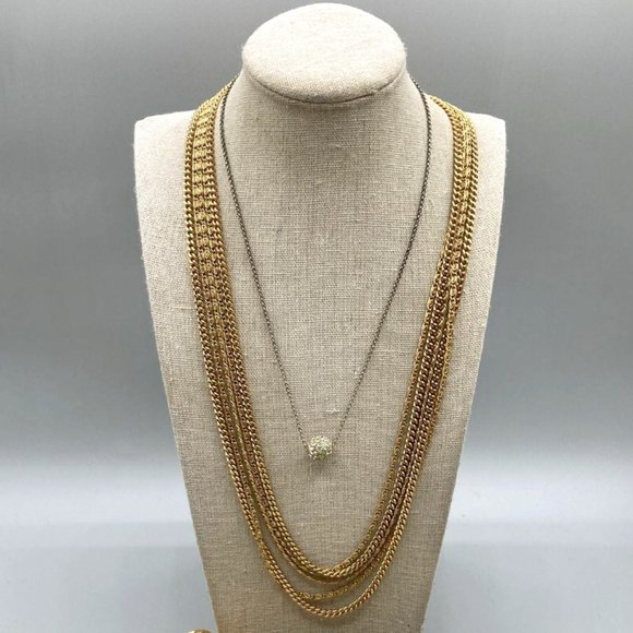 Classic Vintage Monet Multistrand Chain Gold Tone Necklace Five Strands - Picture 1 of 1